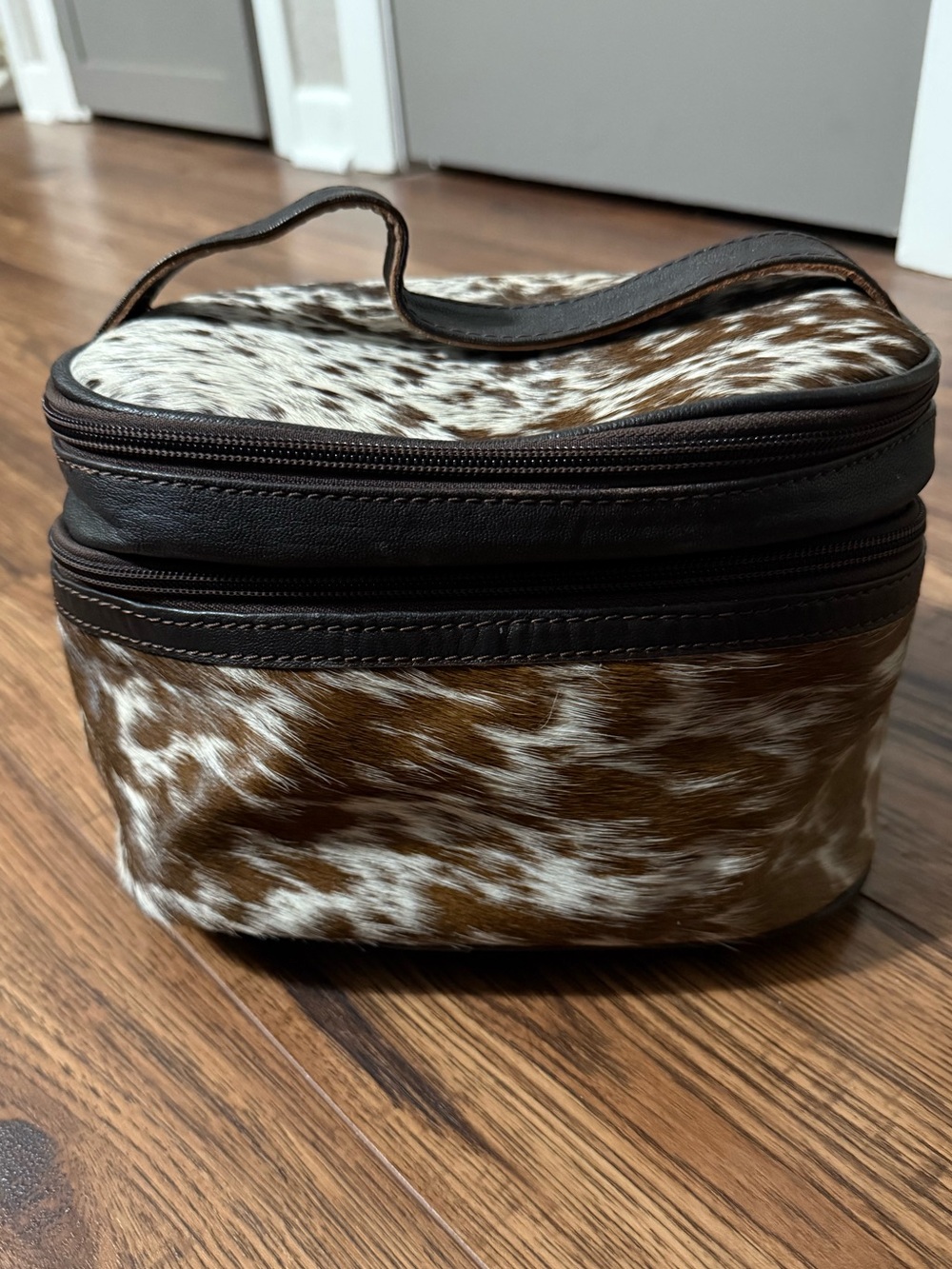 Handmade cowhide makeup bag or travel bag